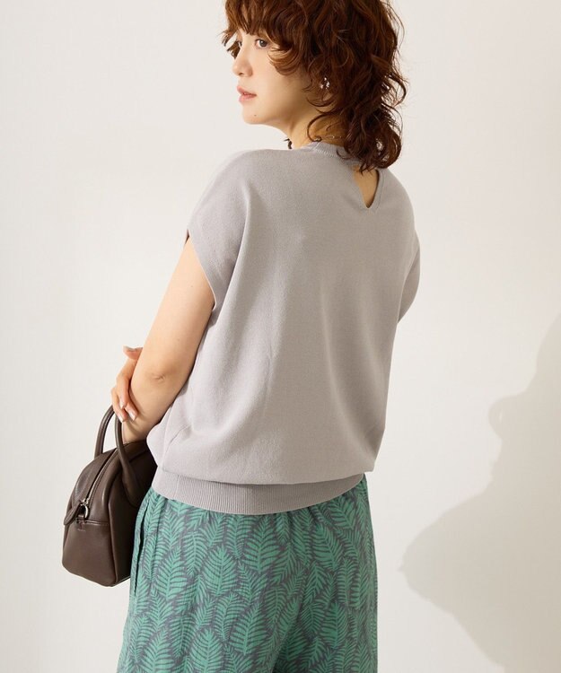 AMERICAN HOLIC 【接触冷感】ラメフレンチスリーブニットプルオーバー Gray