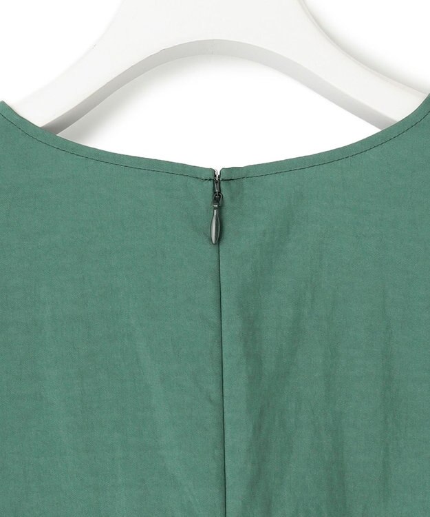 23区 【洗える】ヴィンテージライトタフタ タック ワンピース ダークグリーン系