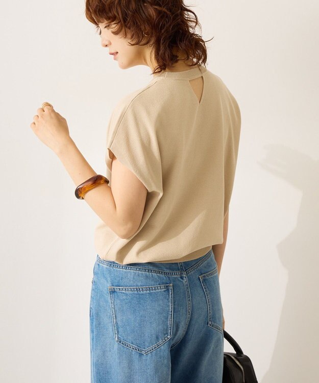 AMERICAN HOLIC 【接触冷感】ラメフレンチスリーブニットプルオーバー Beige