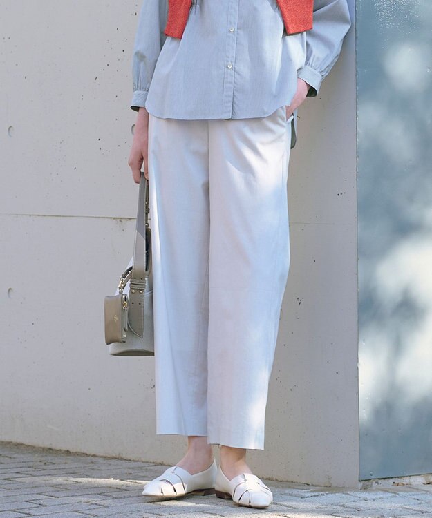 J.PRESS LADIES S 【人気素材・セットアップ対応】セルロースリネンストレッチ セミワイド パンツ ライトグレー系