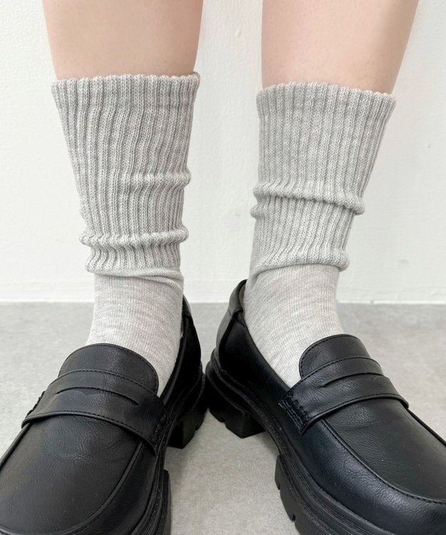 WEGO サポート付き無地リブソックス ライトグレー