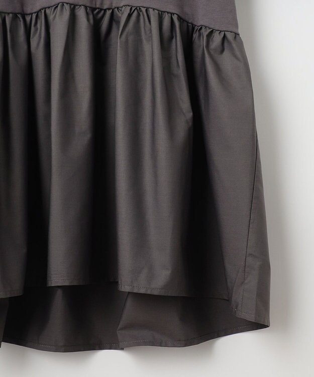 ANY L 【洗濯機可能】ペプラム チュニック丈トップス チャコール