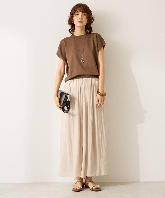 AMERICAN HOLIC 【接触冷感】ラメフレンチスリーブニットプルオーバー Brown