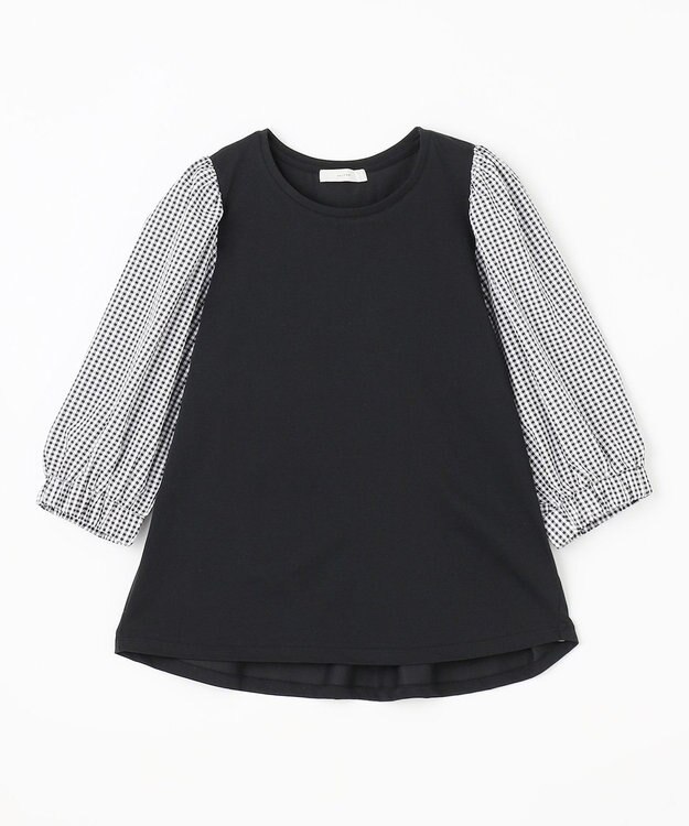 ANY 布帛コンビプルオーバー ブラックギンガム