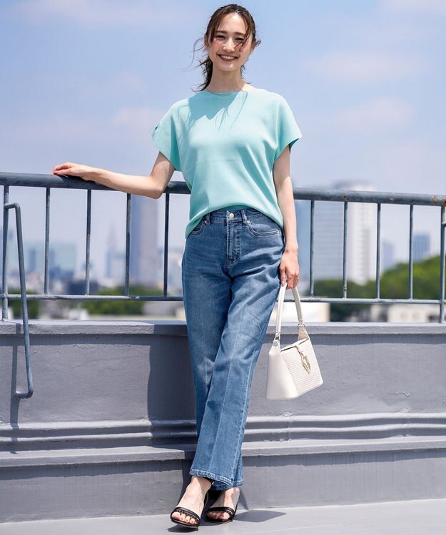 ANY SIS 【接触冷感・UVカット・洗える】ビューティクール フレンチ ニットＴ アクアブルー