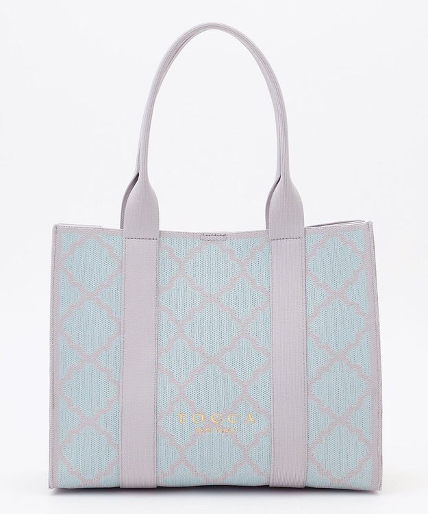 TOCCA 【大人百花掲載】【A4サイズ対応】CHECKER CLOVER KNITBAG ニットバッグ トッカブルー系
