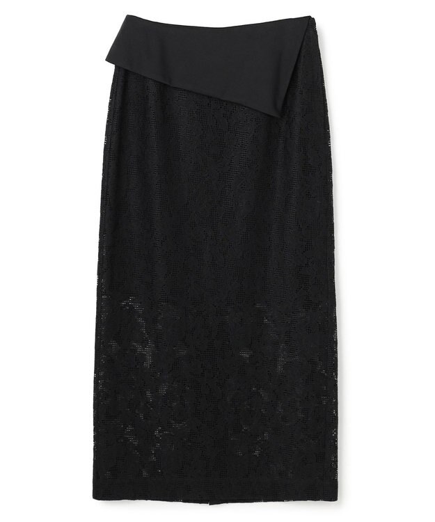 BEIGE， FLUORITE / 異素材コンビ レーススカート Black