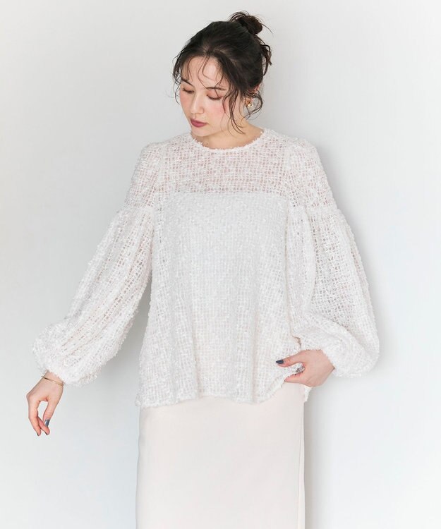 #Newans 【洗える】フィラッフィギャザースリーブブラウス ホワイト