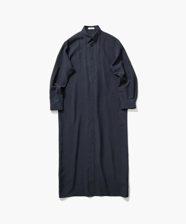 ATON SILK SUEDE | ボタンダウンシャツドレス NAVY