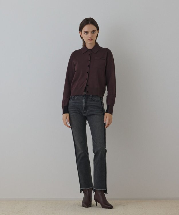 GRACE CONTINENTAL ラインスリムデニムパンツ ブラック