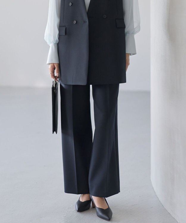 ICB L ハイツイストダブルクロス ワイドパンツ ネイビー