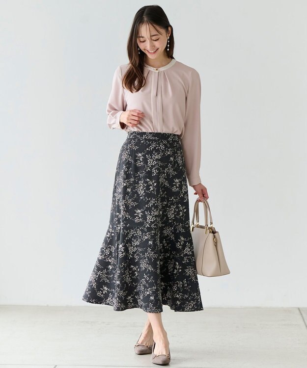 ANY SIS S 【洗える】フロントタック ブラウス ローズグレー×アイボリー