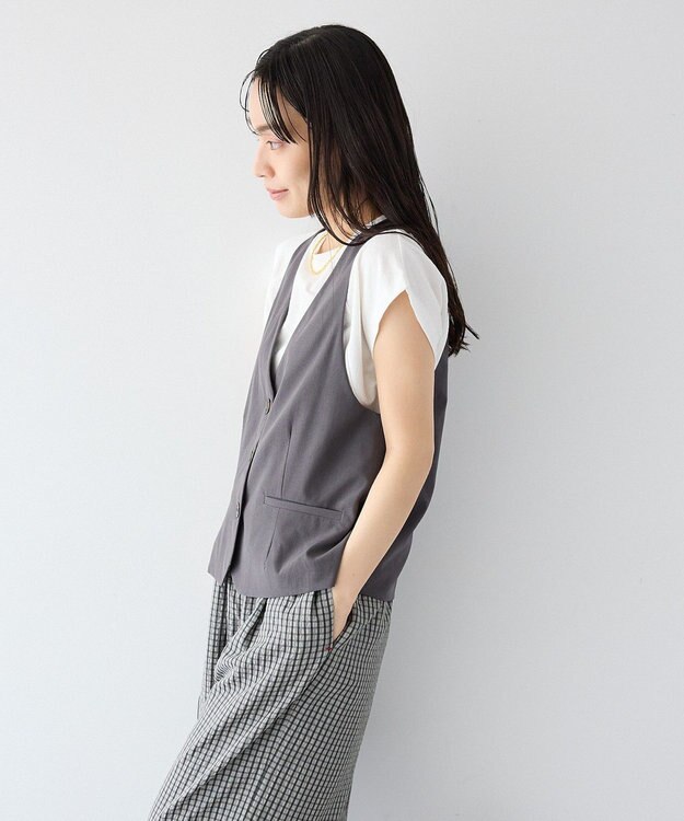 CRAFT STANDARD BOUTIQUE バックスリットショートベスト Gray