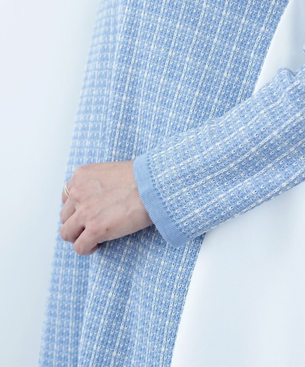 Tiaclasse 【洗える】ツイード2段フレアチュニックブラウス サックス