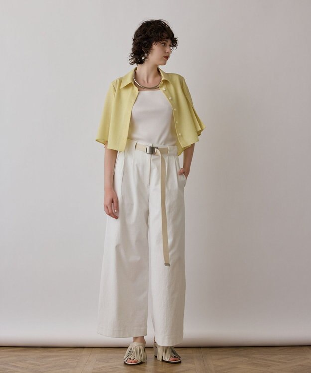 GRACE CONTINENTAL ストレッチワイドパンツ ホワイト