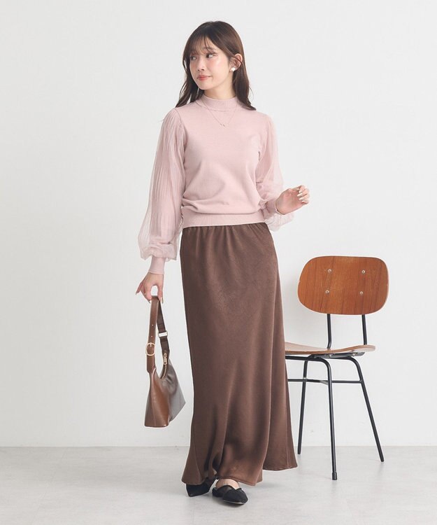 earth music&ecology レンチング(TM)エコヴェロ(TM)(マジョリカプリーツ) Pink Beige