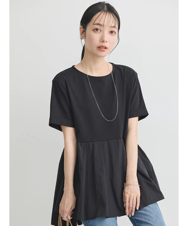 earth music&ecology 異素材チュニックカットソー Black