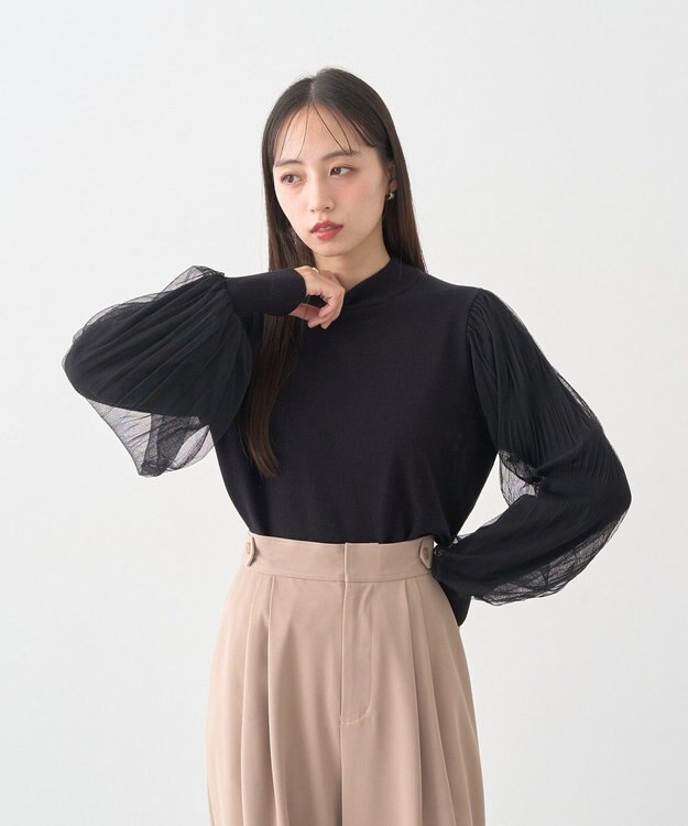 earth music&ecology レンチング(TM)エコヴェロ(TM)(マジョリカプリーツ) Black