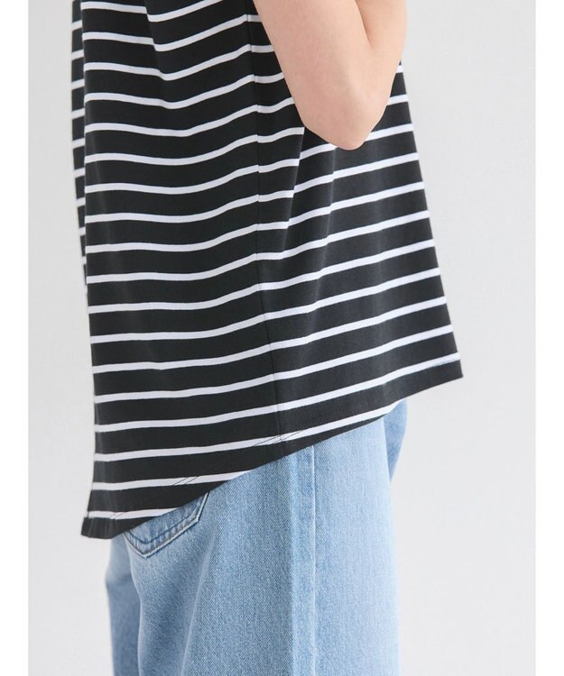 AMERICAN HOLIC 接触冷感フレンチスリーブカットプルオーバー Border Black