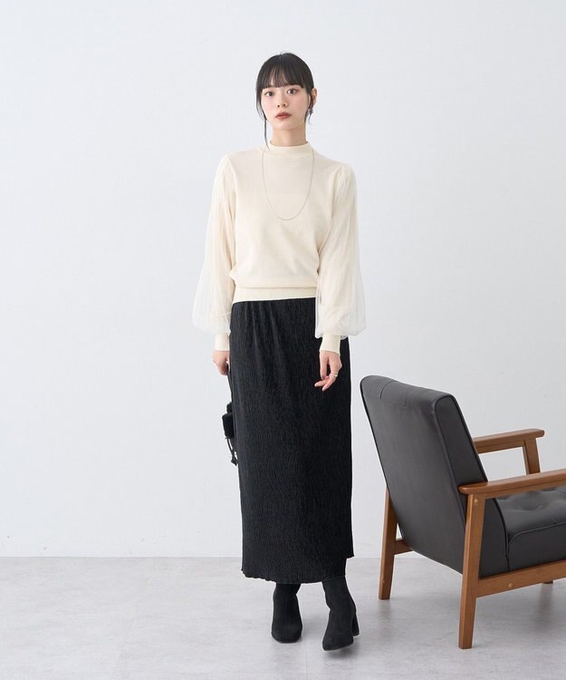 earth music&ecology レンチング(TM)エコヴェロ(TM)(マジョリカプリーツ) Ivory