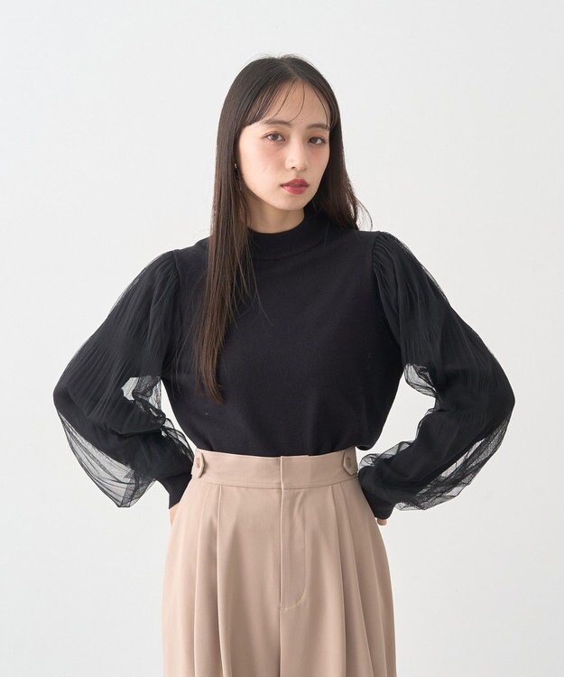 earth music&ecology レンチング(TM)エコヴェロ(TM)(マジョリカプリーツ) Black