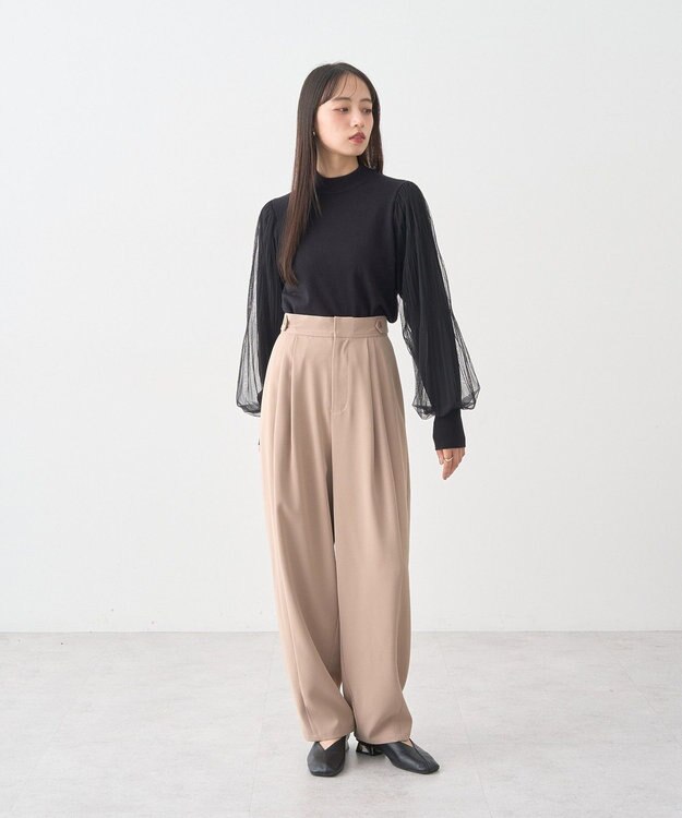 earth music&ecology レンチング(TM)エコヴェロ(TM)(マジョリカプリーツ) Black