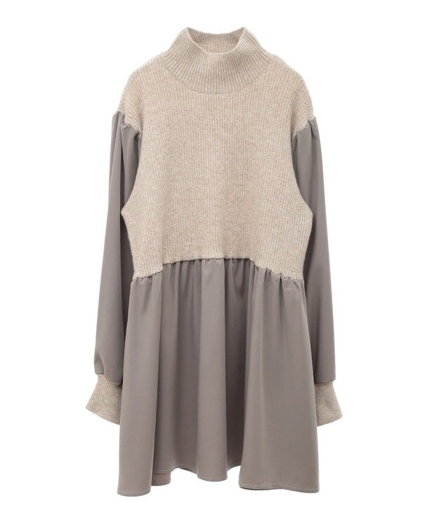 Green Parks ａ．布帛切り替えニットミニワンピース Beige