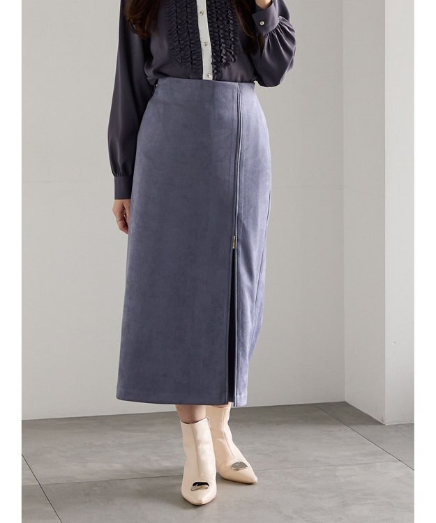 Te chichi スエードサイドZIPスカート ブルー