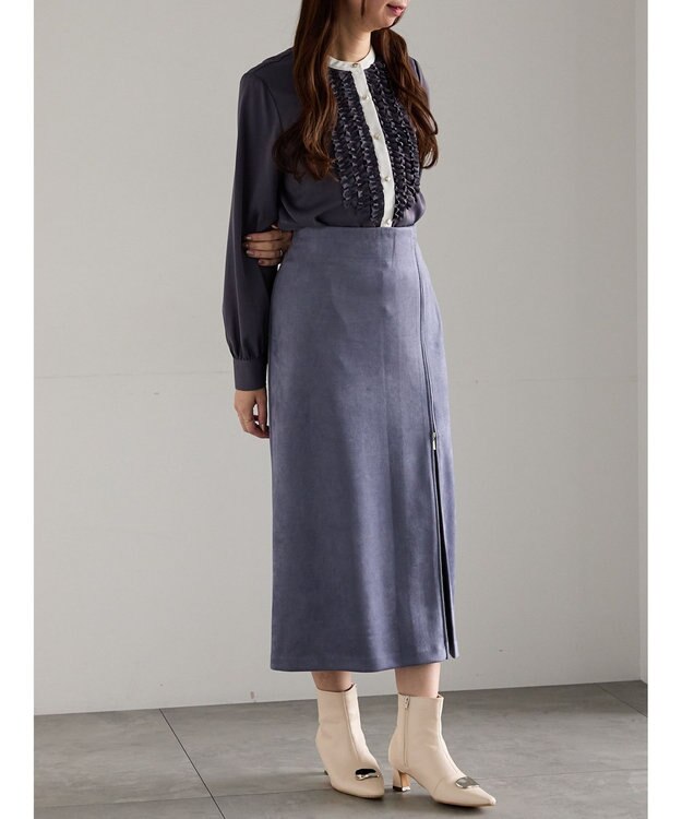 Te chichi スエードサイドZIPスカート ブルー