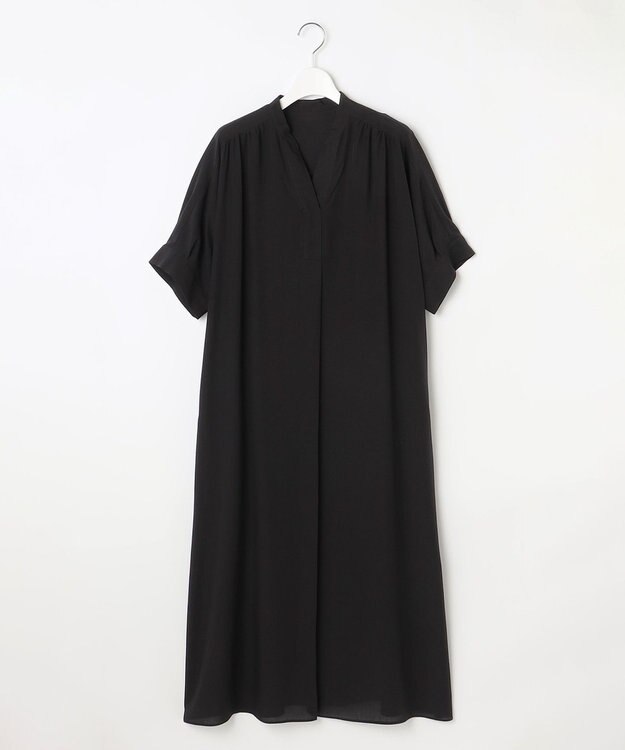 自由区 S 【接触冷感・UVケア・抗菌防臭・洗える】リヨセルポプリンシャツ ワンピース ブラック