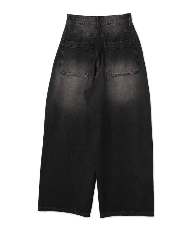 WEGO ヴィンテージウォッシュダブルニーバギーパンツ ブラック