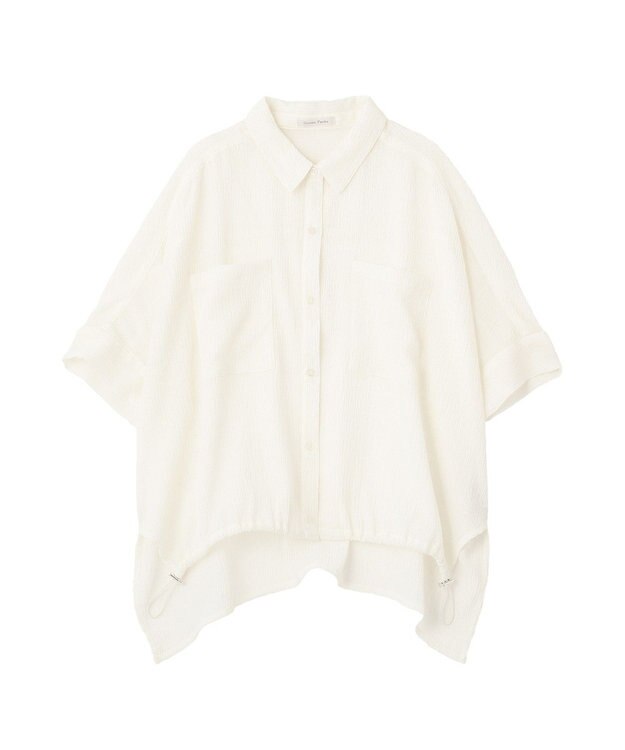 Green Parks 表面感裾ドロスト半袖シャツ Off White