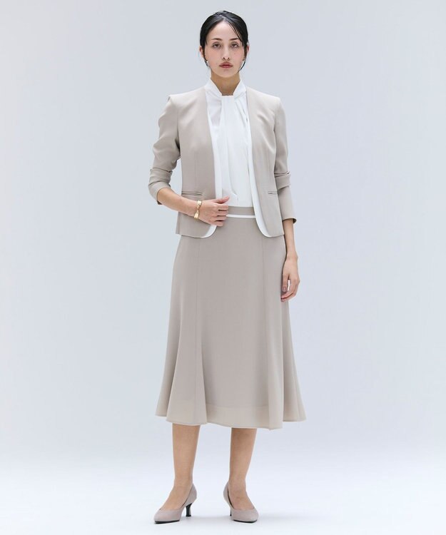 BEIGE， 【洗える・VERY NaVY 11月号掲載】CINDY / ダブルカラージャケット Taupe × White