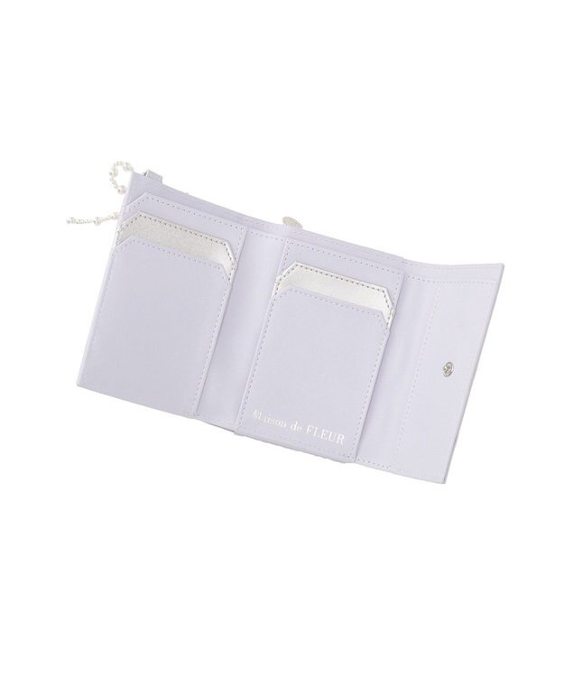 Maison de FLEUR ビジューリボンキルティングウォレット Sax