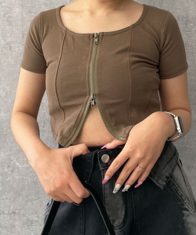 WEGO WジップカーブヘムT カーキ