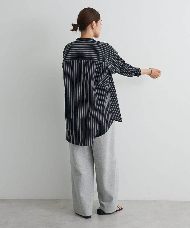 CRAFT STANDARD BOUTIQUE バンドカラーシャツ Stripe Navy