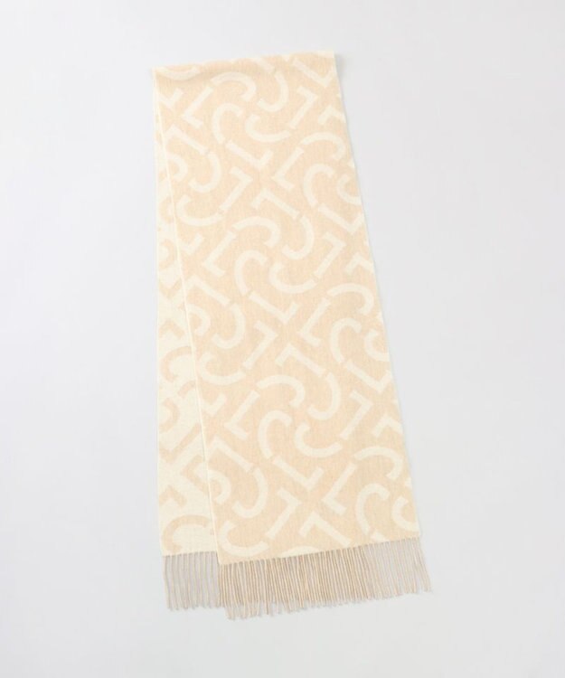 AURORA 【 LANVIN COLLECTION（ランバン コレクション） 】カシミヤ100%ジャカードマフラー(WASH) ベージュ