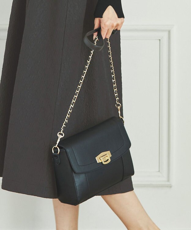 ANY SIS 【2WAY】サイドラインメタルショルダー バッグ ブラック