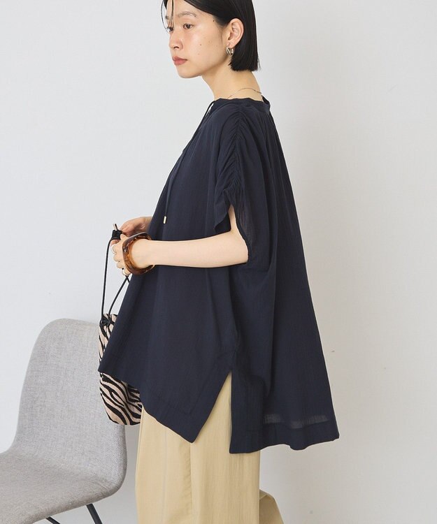 AMERICAN HOLIC フレンチスリーブスキッパーブラウス Dark Navy