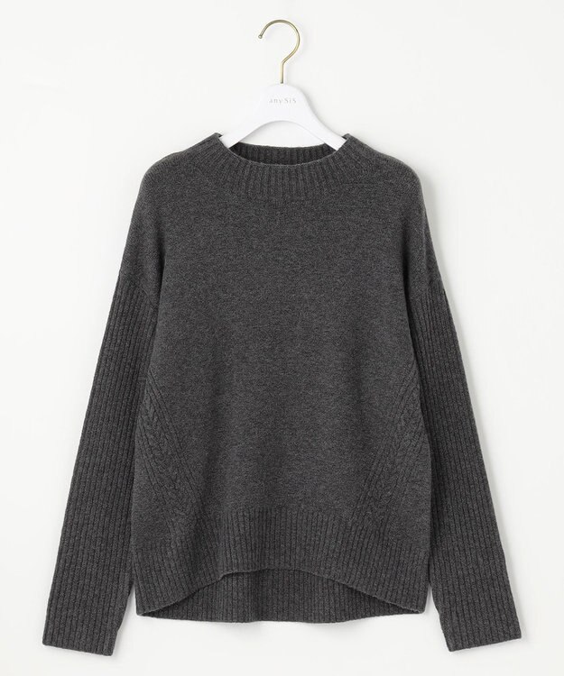 ANY SIS 【洗える】サイドケーブルアンゴラブレンド ニット チャコール