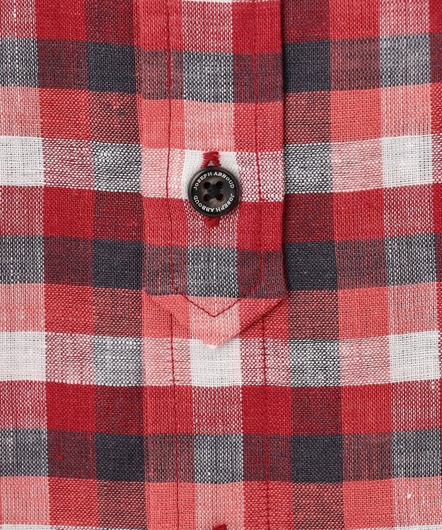 JOSEPH ABBOUD 【麻100％】リネンチェック シャツ レッド系3