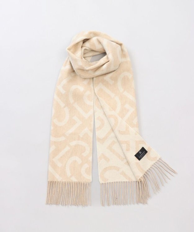 AURORA 【 LANVIN COLLECTION（ランバン コレクション） 】カシミヤ100%ジャカードマフラー(WASH) ベージュ