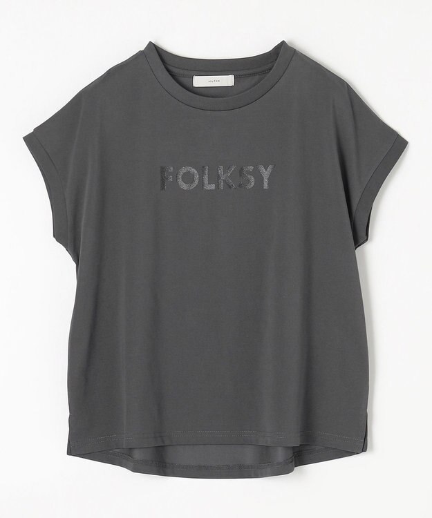 ANY グリッタープリントロゴＴシャツ チャコール