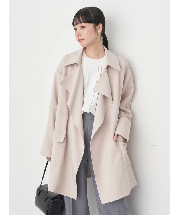 earth music&ecology ニュアンスビッグカラーコート Beige