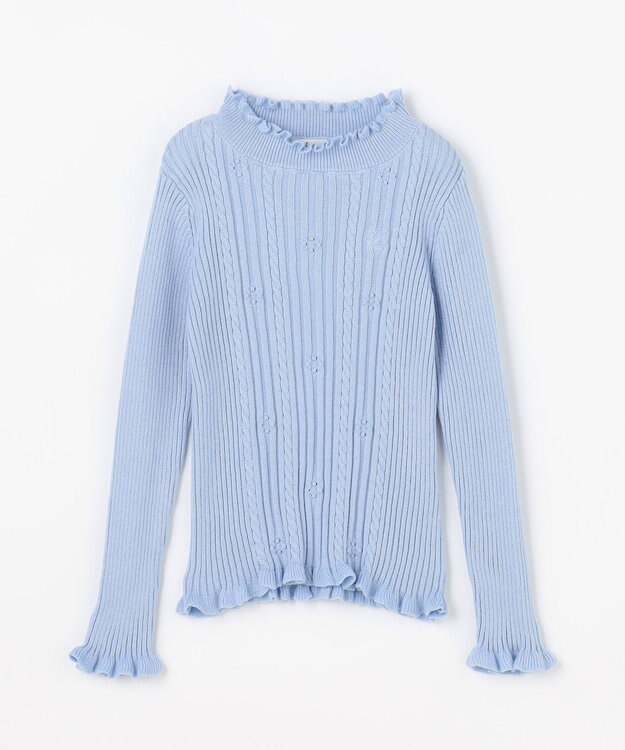 組曲 KIDS 【110-140㎝】フラワードット リブニット サックスブルー