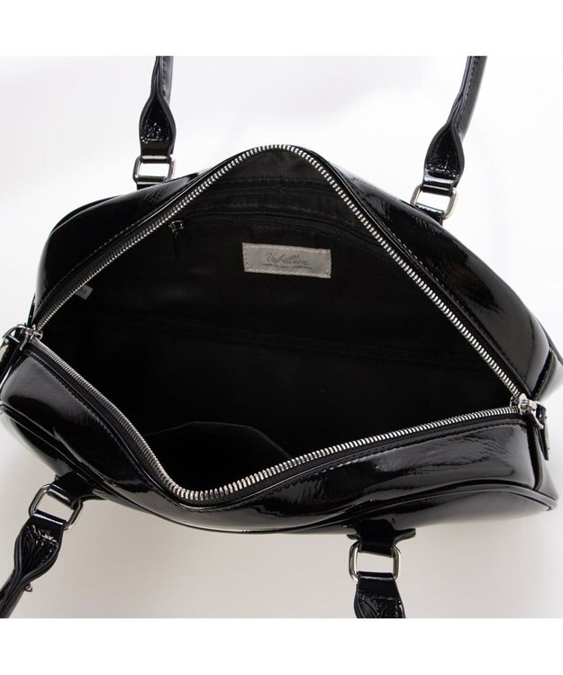 UNBILLION カシュカシュ cachecache / 横長エナメルボストン ブラック