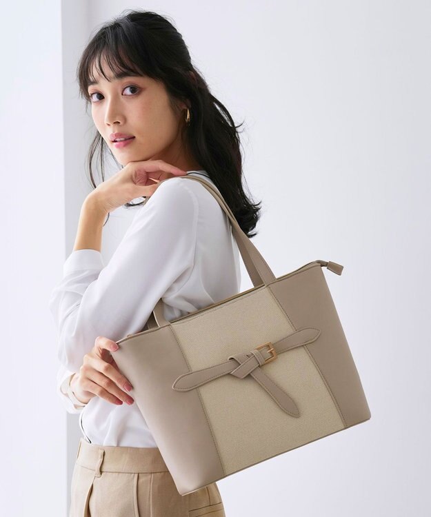 ANY SIS キャンバスコンビトート バッグ グレージュ