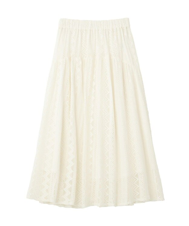 Green Parks ラウンド切替インドコットンレーススカート Off White
