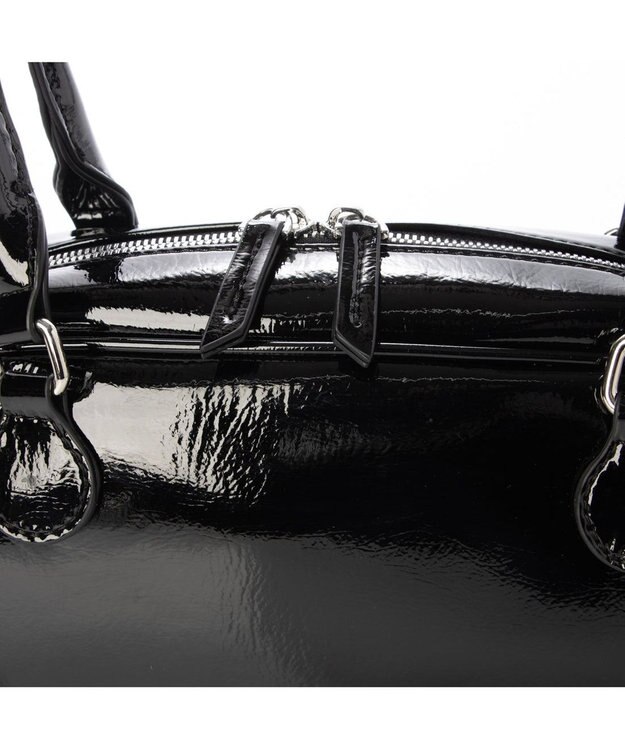 UNBILLION カシュカシュ cachecache / 横長エナメルボストン ブラック