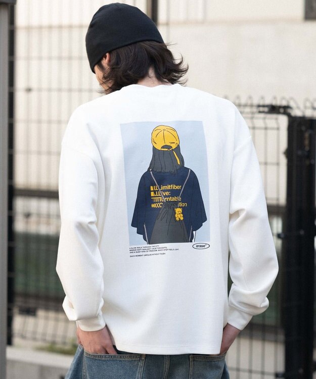 WEGO 【ユニセックス着用ITEM/MLサイズ展開】ガールプリントT（LS） ホワイト